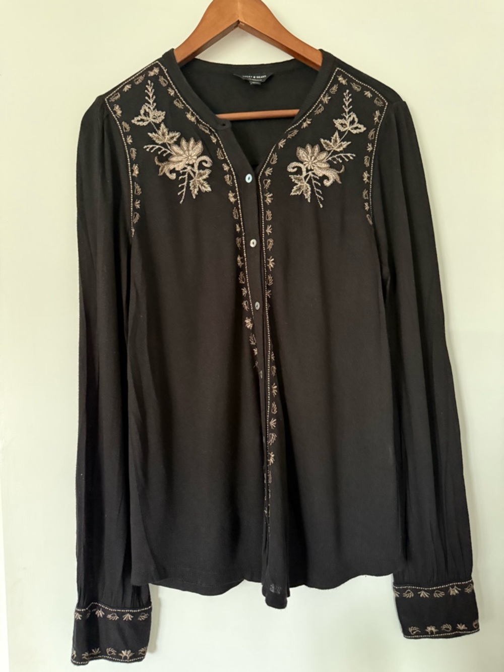 Lucky Brand Black Top with Logo Tag